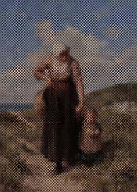 Mother and Child Strolling in the Dunes