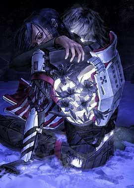 Futuristic Embrace with Flowers