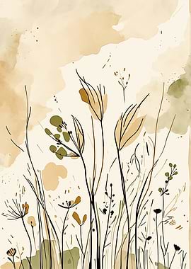 Abstract Botanical Watercolor Art