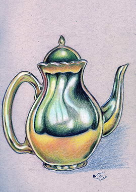 Colored Pencil Drawing of a Teapot