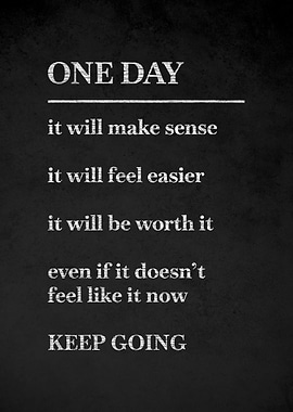 Inspirational Quote One Day on Chalkboard