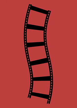 Wavy Film Strip on Red Background