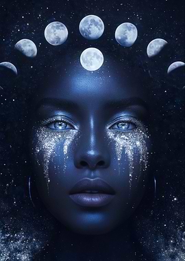 Cosmic Woman with Moon Phases