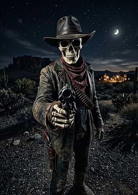 Skeleton Cowboy with Gun