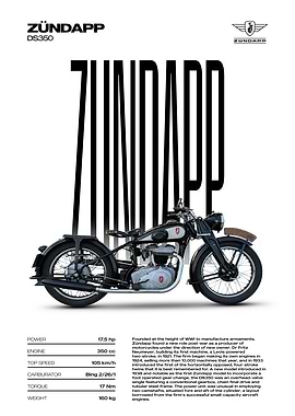 Zundapp DS350 Motorcycle Poster