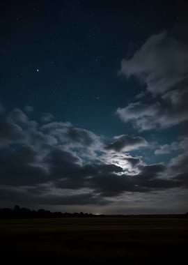 Night sky over a field