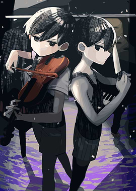 Two figures playing music