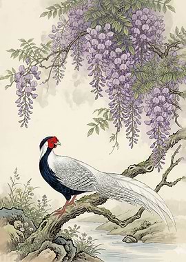 Pheasant under Wisteria Tree