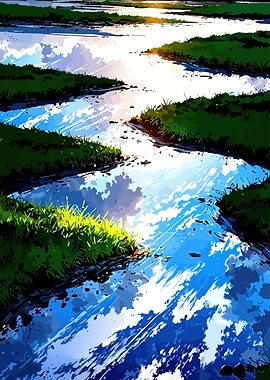 Serene River Reflecting Sky