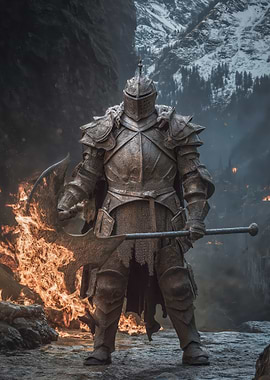 Knight with Axe and Fire