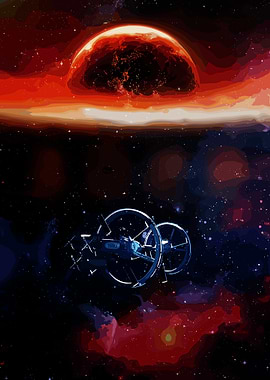 Space Station Near Exploding Planet