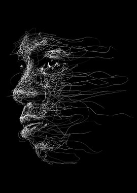 Abstract Face Line Art