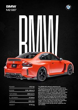 BMW M2 G87 Orange Sports Car