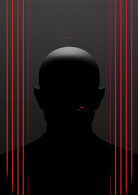 Silhouette of a bald man