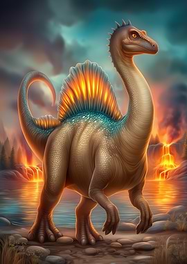 Spinosaurus in a Volcanic Landscape