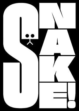 Snake Typography Poster, Minimal Snake Text Art, Bold Black White Graphic Print