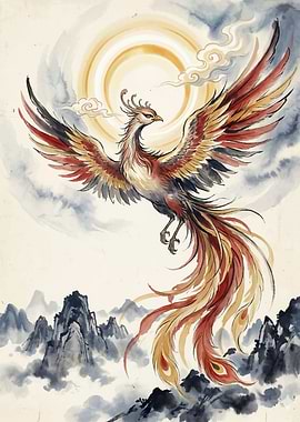 Phoenix Ascending Over Mountains