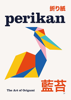 No25 Perikan Origami Geometric Poster