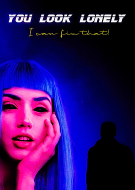 Cyberpunk Woman and Silhouette