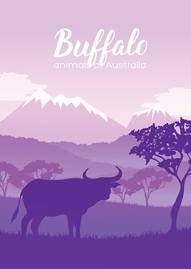 Buffalo in a Purple Landscape