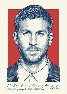 Calvin Harris Engraving Portrait