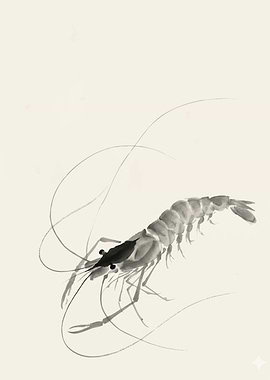 Ink Wash Shrimp Painting