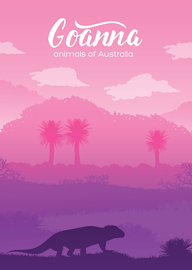 Goanna in a Pink and Purple Landscape