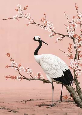 Crane and Cherry Blossoms