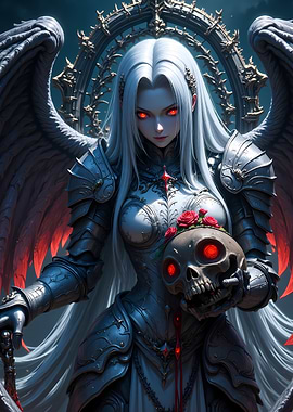 Gothic Angel Holding Skull