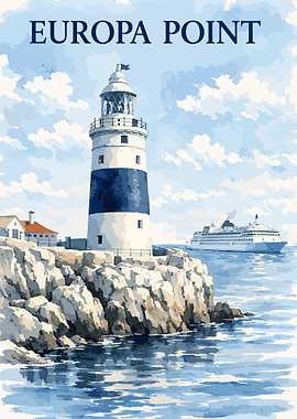 Europa Point Lighthouse and Cruise Ship