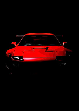 Red Sports Car on Black Background
