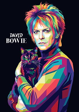 David Bowie with Cat Pop Art