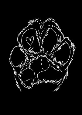 White Paw Print with Heart