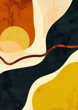 Abstract Dordogne river Mid-Century Modern Landscape