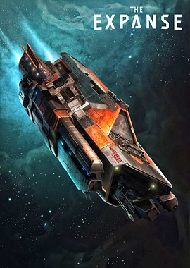 The Expanse Spaceship in Nebula