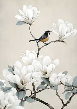 Bird on a Magnolia Branch