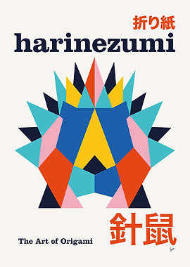No31 Harinezumi Origami Geometric Poster
