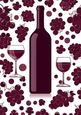 Wine bottle and grapes