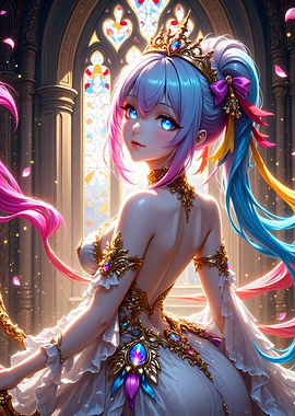 Anime Princess in Ornate Dress