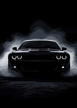 Black Dodge Challenger Drifting