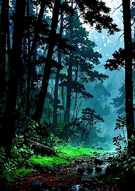 Misty Forest Stream