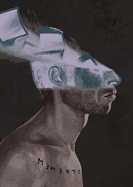 Man's Head Fragmenting into Ice Cubes