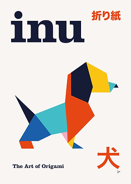 No20 Inu Origami Geometric Poster