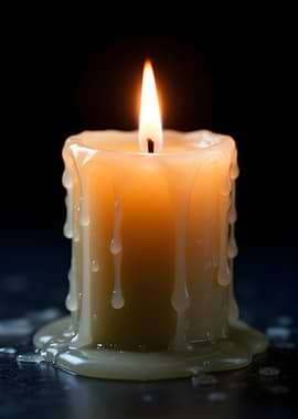 Melting Candle with Dripping Wax