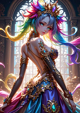 Anime Princess in Ornate Gown