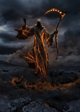 Fiery Grim Reaper with Scythe