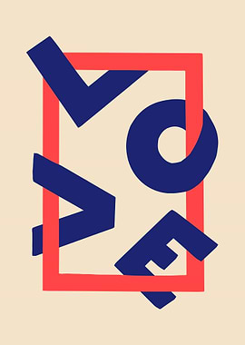 Love Typography Poster, Modern Minimalist Wall Art, Abstract Graphic Design Print