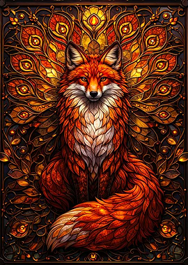 Stained Glass Fox Art