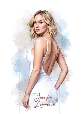 Jennifer Lawrence White Dress Portrait