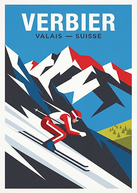 Verbier Ski Poster
